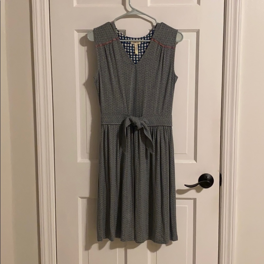 Matilda Jane Grey & Blue Tank Dress w/ Tie Waist